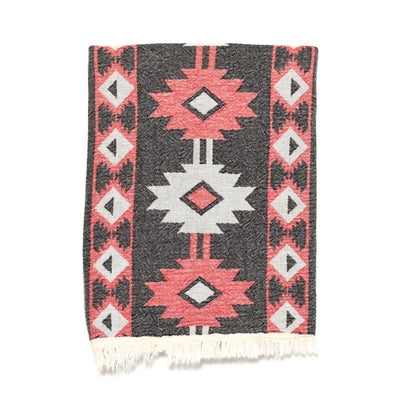 Aztec Print Double Layer Turkish Towel - Red/Black/Cream
