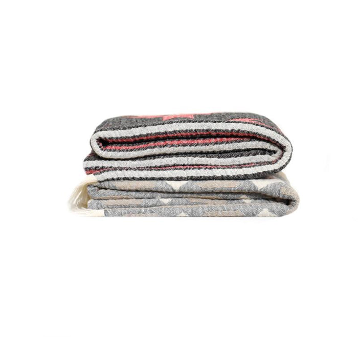 Aztec Print Double Layer Turkish Towel - Red/Black/Cream