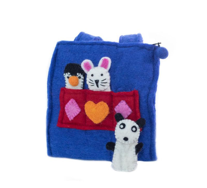 Child's Felt Puppet Purse from Nepal - Royal