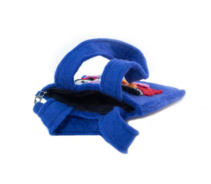 Child's Felt Puppet Purse from Nepal - Royal