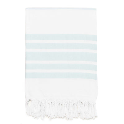 Classic Herringbone Striped Turkish Towel - Aqua