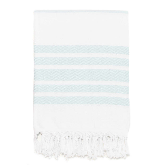 Classic Herringbone Striped Turkish Towel - Aqua