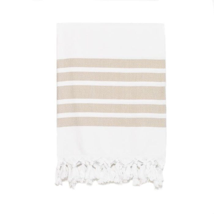 Classic Herringbone Striped Turkish Towel - Cappuccino