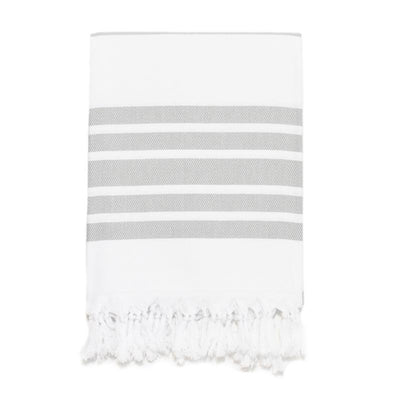 Classic Herringbone Striped Turkish Towel - Dark Grey