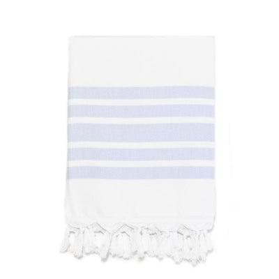 Classic Herringbone Striped Turkish Towel - Light Blue