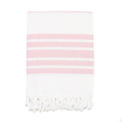 Classic Herringbone Striped Turkish Towel - Light Pink