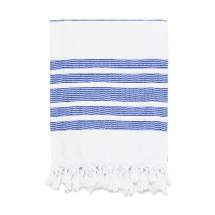 Classic Herringbone Striped Turkish Towel - Royal