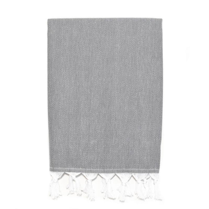 Classic Herringbone Turkish Towel - Dark Grey