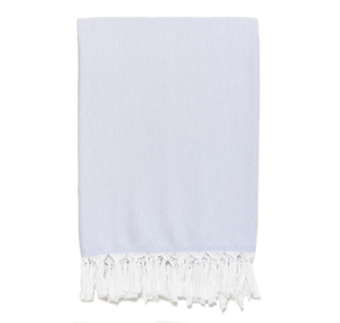 Classic Herringbone Turkish Towel - Light Blue