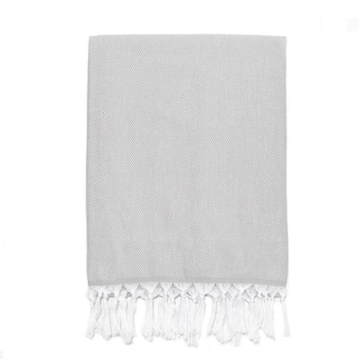 Classic Herringbone Turkish Towel - Light Grey