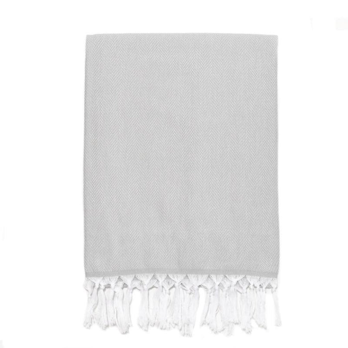 Classic Herringbone Turkish Towel - Light Grey