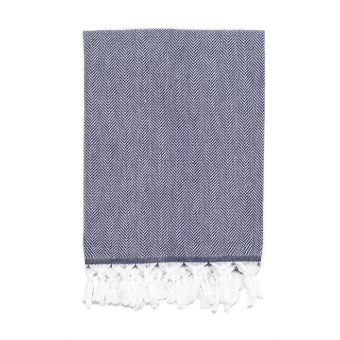 Classic Herringbone Turkish Towel - Navy