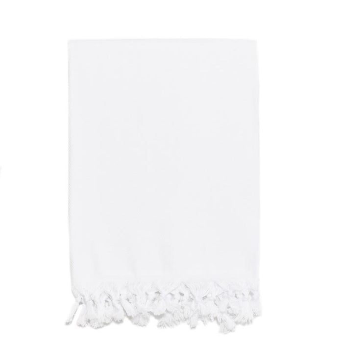 Classic Herringbone Turkish Towel - White