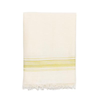 Classic Linen Turkish Towel - Cream with Chartreuse
