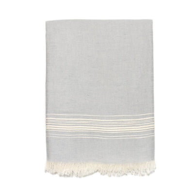 Classic Linen Turkish Towel - Grey with Cream