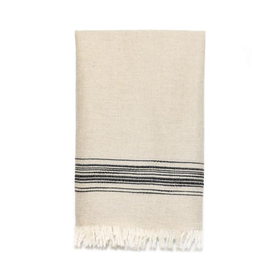 Classic Linen Turkish Towel - Natural with Black