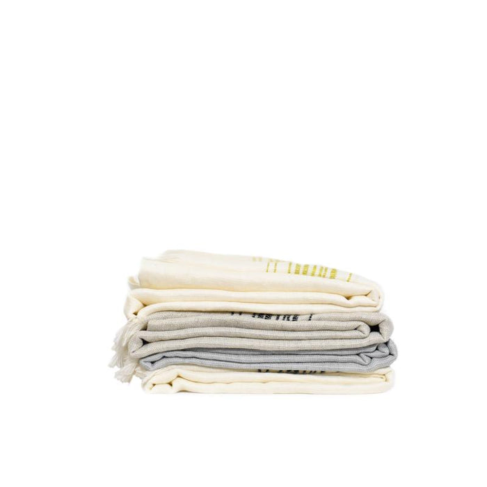 Classic Linen Turkish Towel - Natural with Black