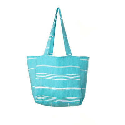 Classic Sriped Turkish Towel Bag - Jade 
