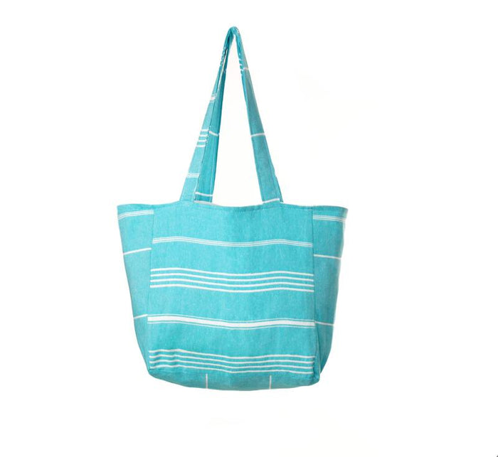 Classic Sriped Turkish Towel Bag - Jade 
