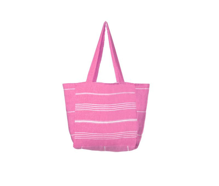Classic Striped Turkish Towel Bag - Dark Pink 