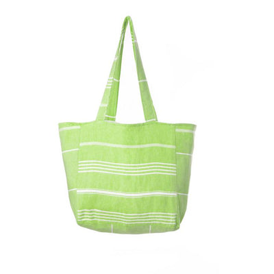 Classic Striped Turkish Towel Bag - Green Apple 