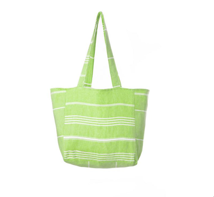 Classic Striped Turkish Towel Bag - Green Apple 