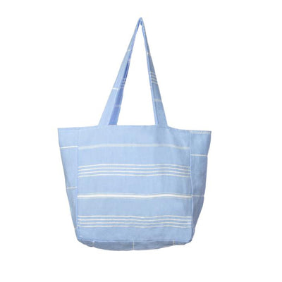 Classic Striped Turkish Towel Bag - Light Blue 