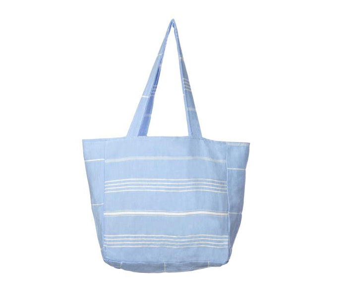 Classic Striped Turkish Towel Bag - Light Blue 