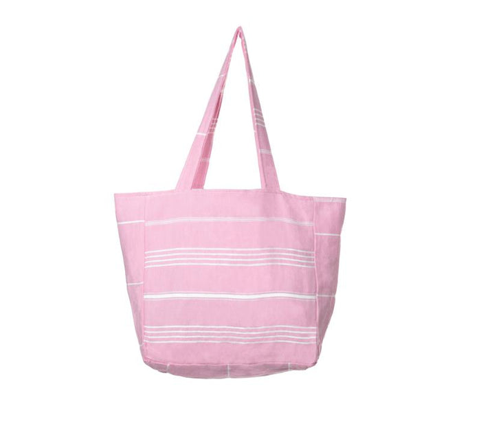 Classic Striped Turkish Towel Bag -  Light Pink 