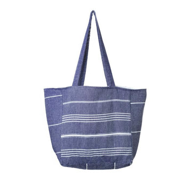 Classic Striped Turkish Towel Bag - Navy 