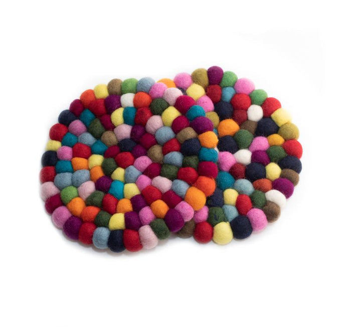 Colorful Felt Ball Trivet from Nepal