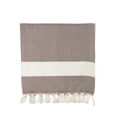 Diamond Striped Woven Turkish Throw - Chocolate 