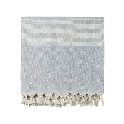 Elmas Patterned Woven Turkish Throw - Light Grey 
