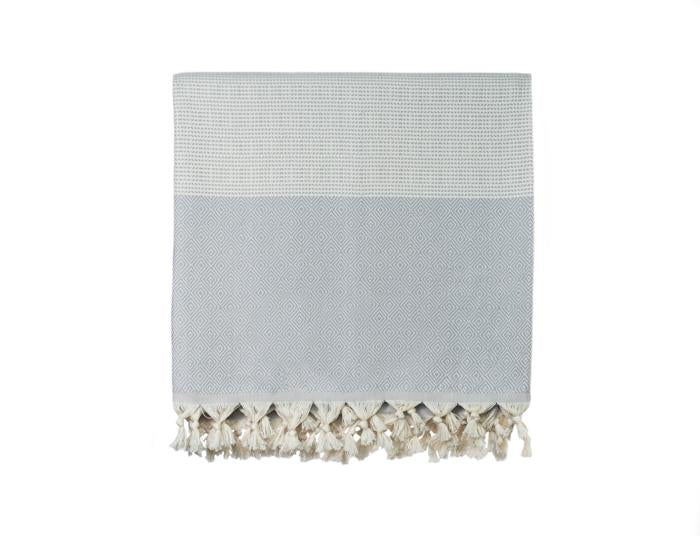 Elmas Patterned Woven Turkish Throw - Light Grey 