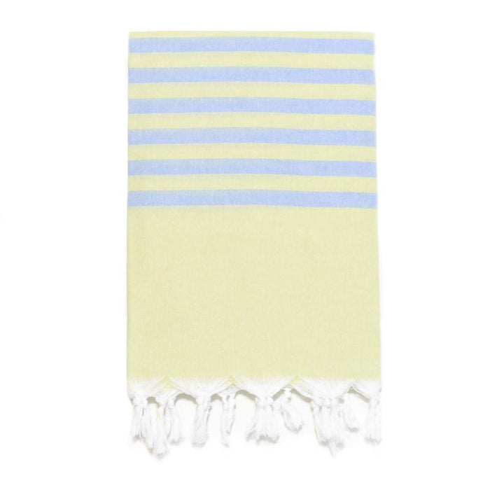 Fresh Preppy, Lightweight Striped Turkish Towel -  Lime/Denim