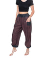 Fun Cotton Pants from Nepal - Burgundy/Black