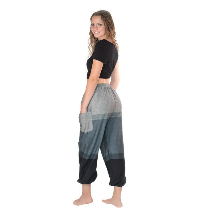 Fun Cotton Pants from Nepal - Dusty Blues