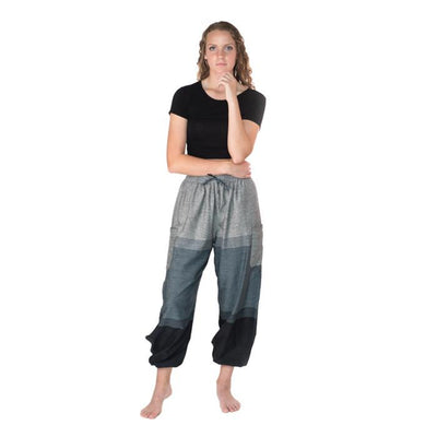 Fun Cotton Pants from Nepal - Dusty Blues