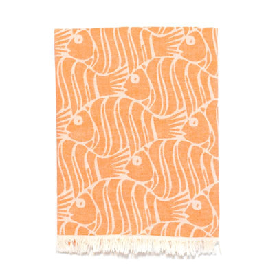 Fun Fish Double Layer Turkish Towel - Orange