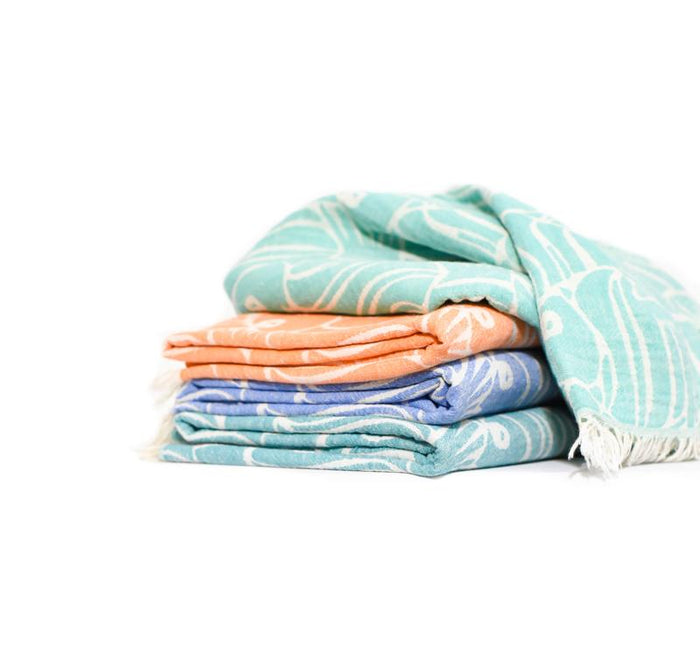 Fun Fish Double Layer Turkish Towel - Dark Jade