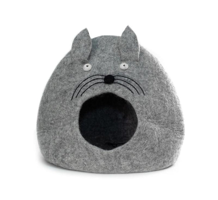 Fancy Gourd Cat Cave from Nepal - Pale Heather Grey