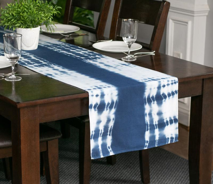 Hand Dyed Shibori Table Runner - Brain Waves