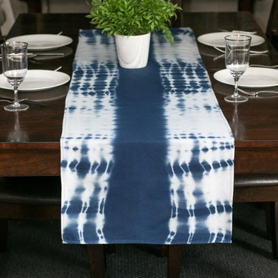 Hand Dyed Shibori Table Runner - Brain Waves
