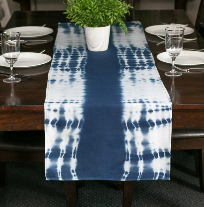 Hand Dyed Shibori Table Runner - Brain Waves