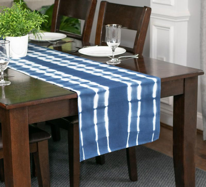 Hand Dyed Shibori Table Runner - Bubble Road