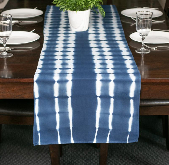 Hand Dyed Shibori Table Runner - Bubble Road