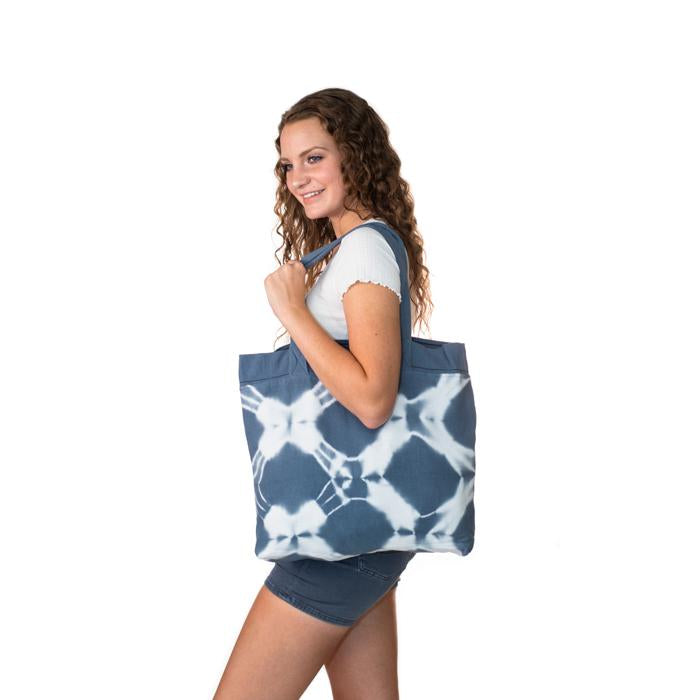 Hand Dyed Shibori Tote Bag - Diamonds