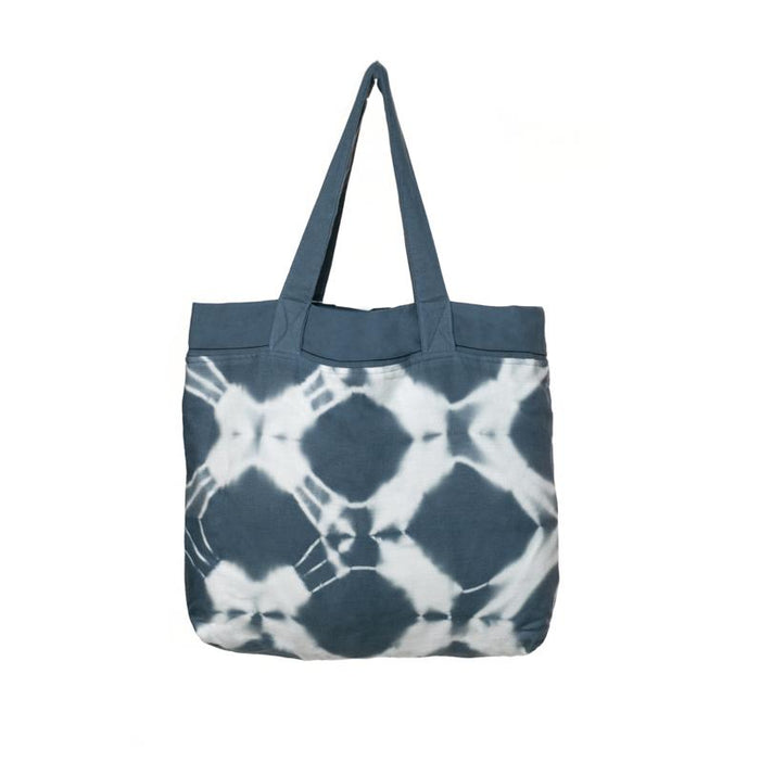 Hand Dyed Shibori Tote Bag - Diamonds