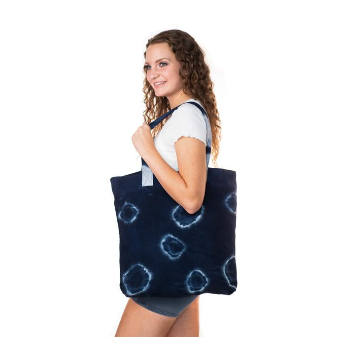 Hand Dyed Shibori Tote Bag - Space Dots