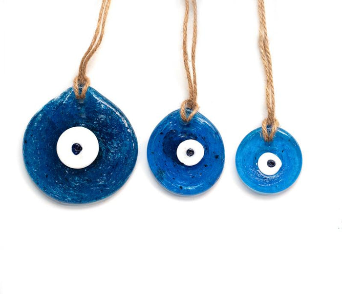 Hand Fired Glass Evil Eye - Medium